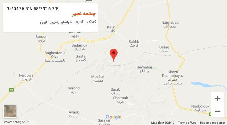 روستای چشمه نصیر بر روی نقشه