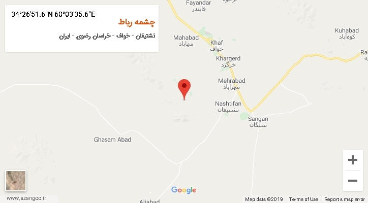 روستای چشمه رباط بر روی نقشه