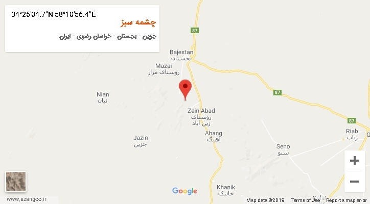 روستای چشمه سبز بر روی نقشه