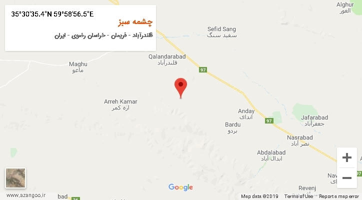 روستای چشمه سبز بر روی نقشه
