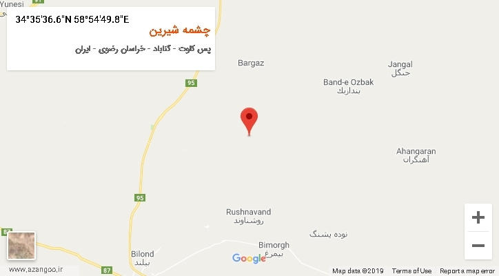 روستای چشمه شیرین بر روی نقشه
