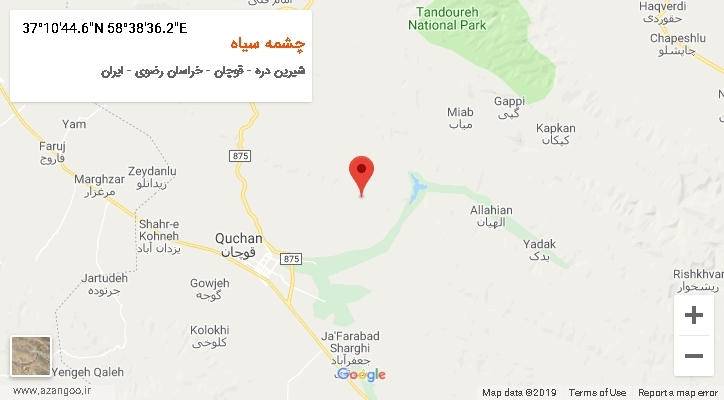 روستای چشمه سیاه بر روی نقشه