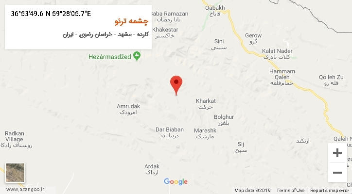 روستای چشمه ترنو بر روی نقشه