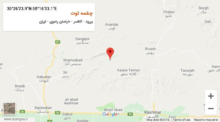 روستای چشمه توت بر روی نقشه