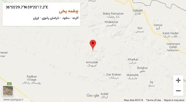 روستای چشمه یخی بر روی نقشه