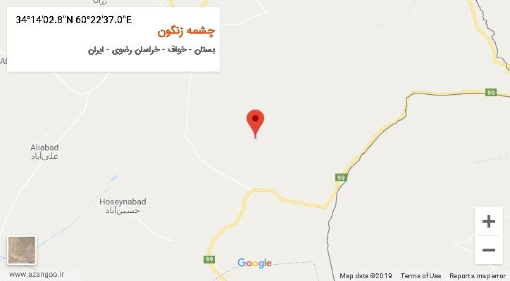 روستای چشمه زنگون بر روی نقشه