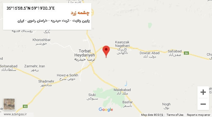 روستای چشمه زرد بر روی نقشه