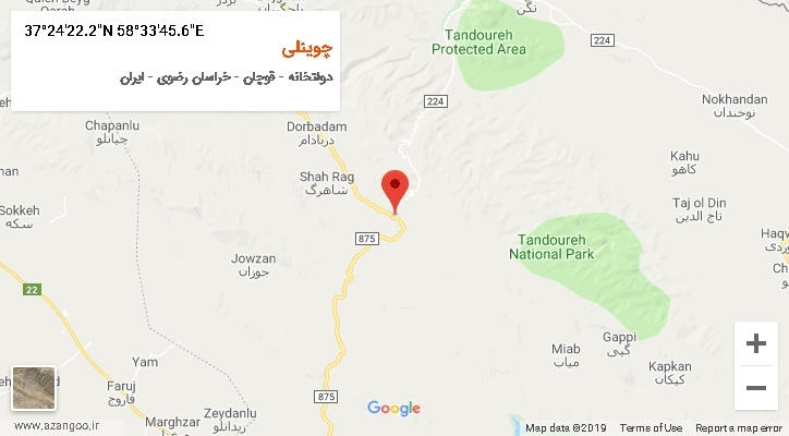 روستای چوینلی بر روی نقشه