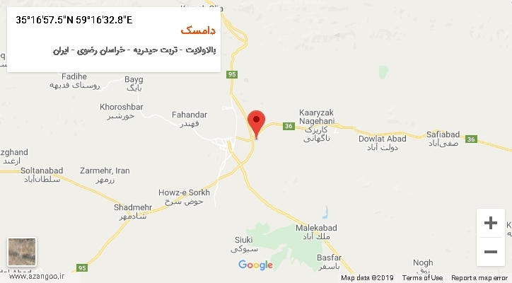 روستای دامسک بر روی نقشه