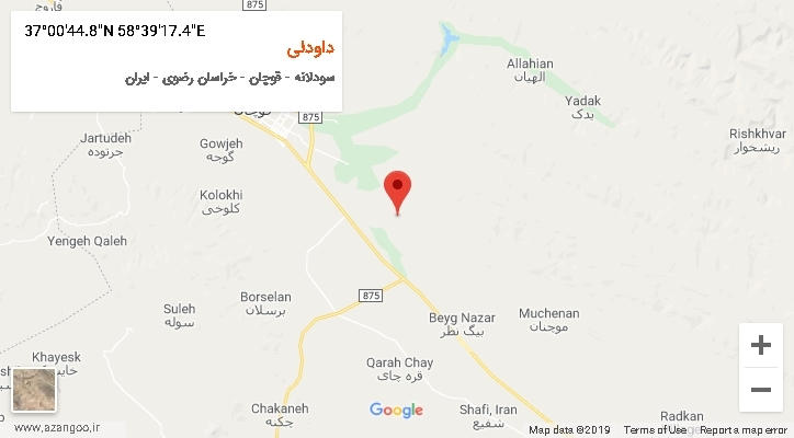 روستای داودلی بر روی نقشه