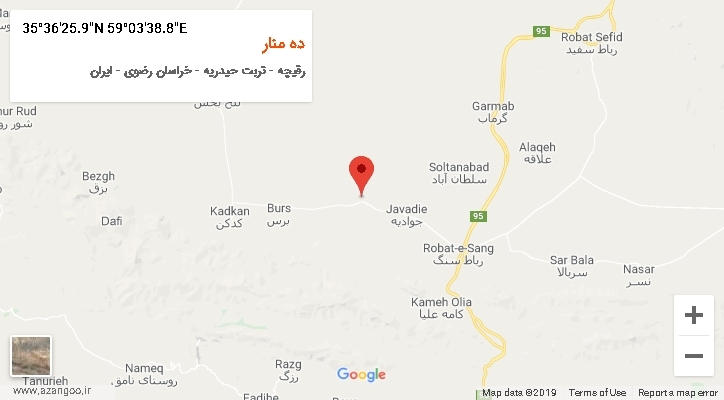 روستای ده منار بر روی نقشه