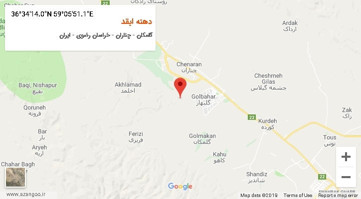 روستای دهنه ابقد بر روی نقشه