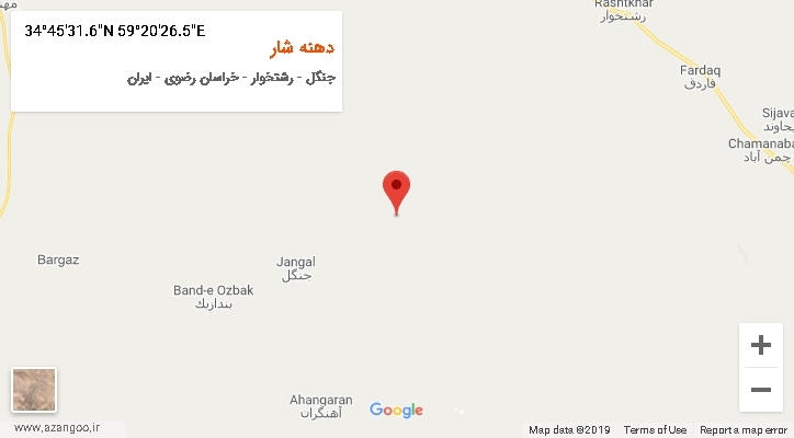 روستای دهنه شار بر روی نقشه