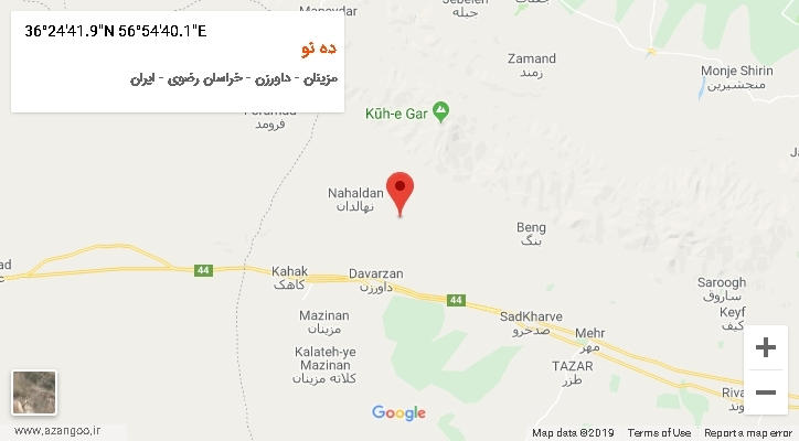 روستای ده نو بر روی نقشه
