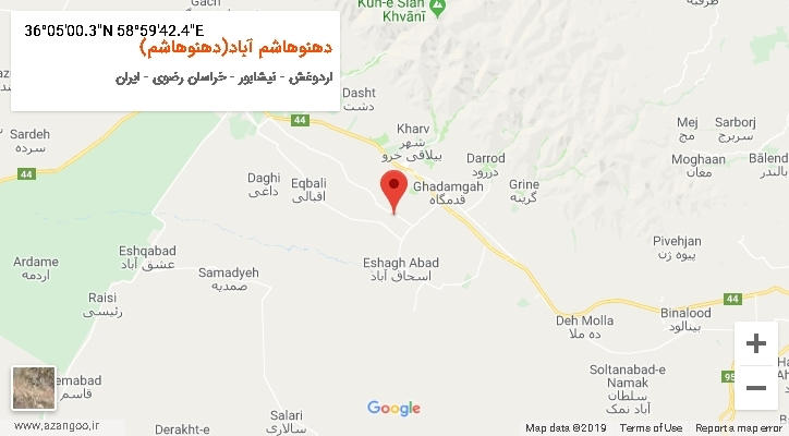 روستای دهنوهاشم آباد(دهنوهاشم) بر روی نقشه