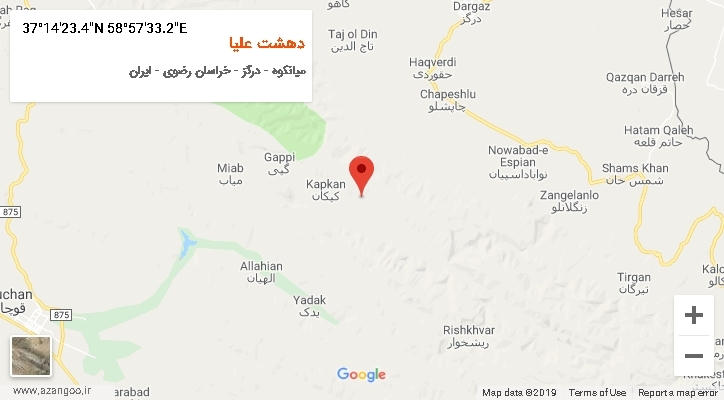 روستای دهشت علیا بر روی نقشه