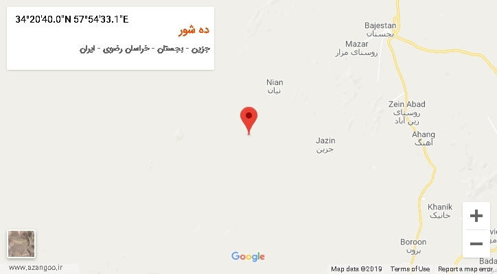 روستای ده شور بر روی نقشه