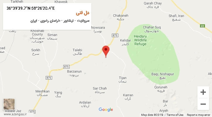 روستای دل لتی بر روی نقشه