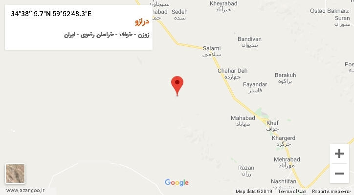 روستای درازو بر روی نقشه