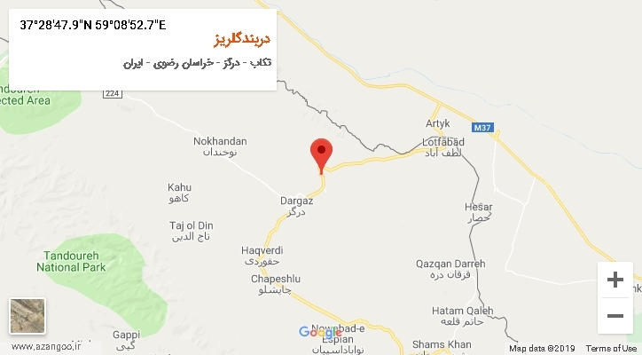روستای دربندگلریز بر روی نقشه