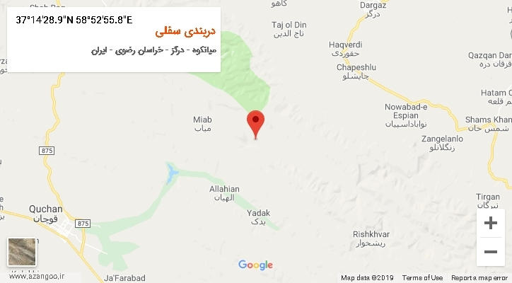 روستای دربندی سفلی بر روی نقشه