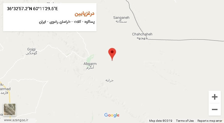 روستای درغزپایین بر روی نقشه
