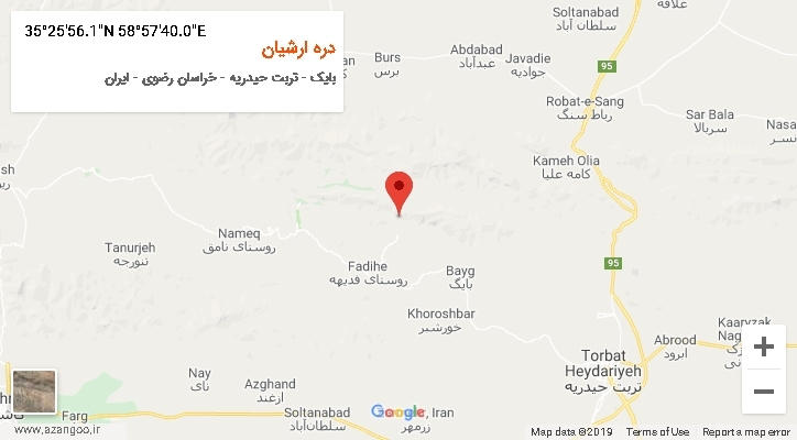 روستای دره ارشیان بر روی نقشه