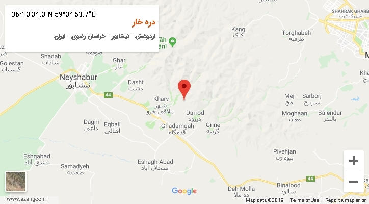 روستای دره خار بر روی نقشه