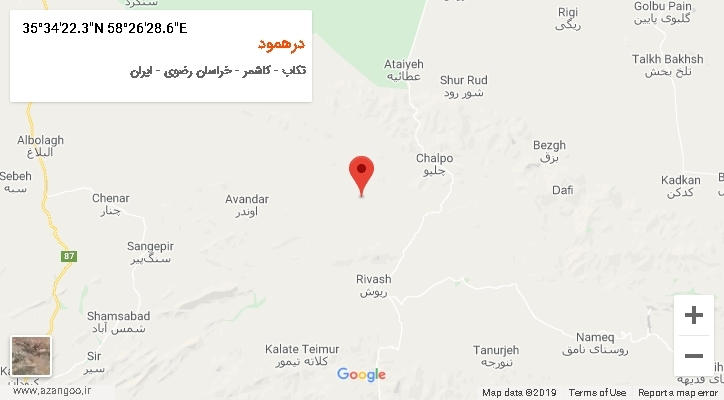 روستای درهمود بر روی نقشه