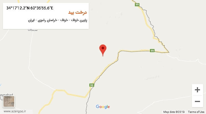 روستای درخت بید بر روی نقشه