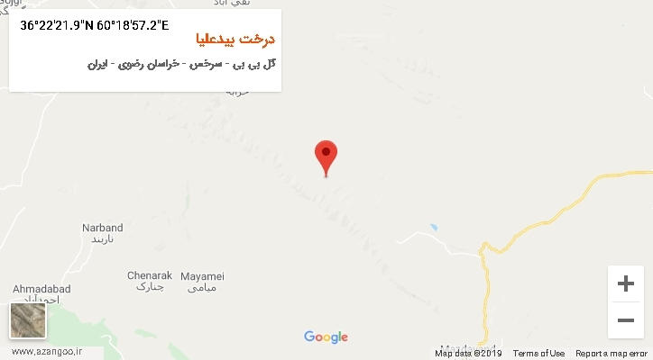 روستای درخت بیدعلیا بر روی نقشه