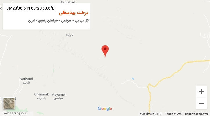 روستای درخت بیدسفلی بر روی نقشه