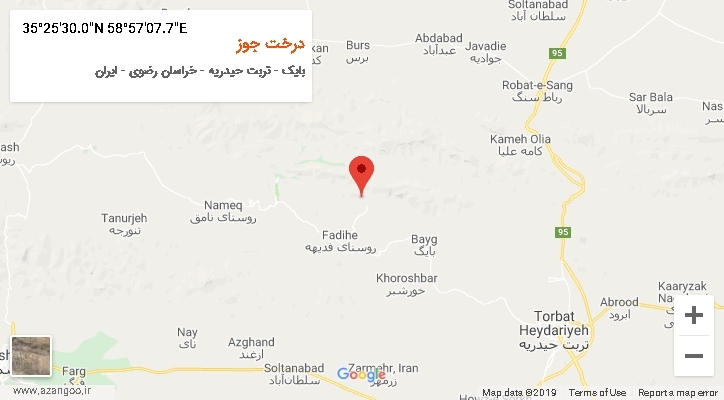روستای درخت جوز بر روی نقشه