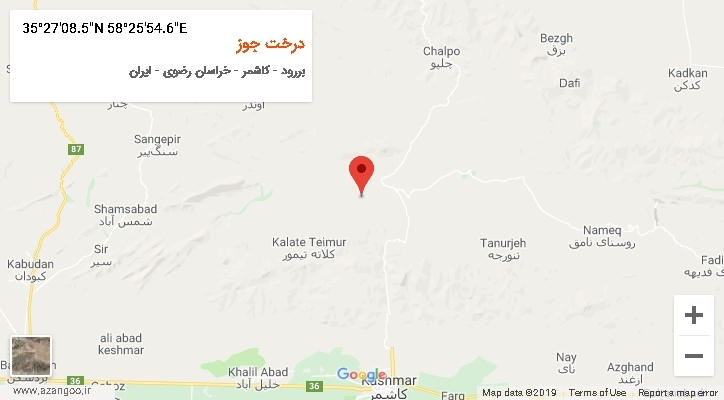 روستای درخت جوز بر روی نقشه