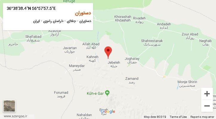 روستای دستوران بر روی نقشه