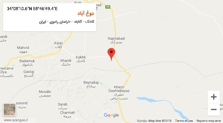 روستای دوغ آباد بر روی نقشه