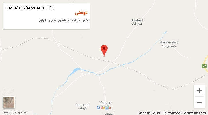 روستای دونخی بر روی نقشه