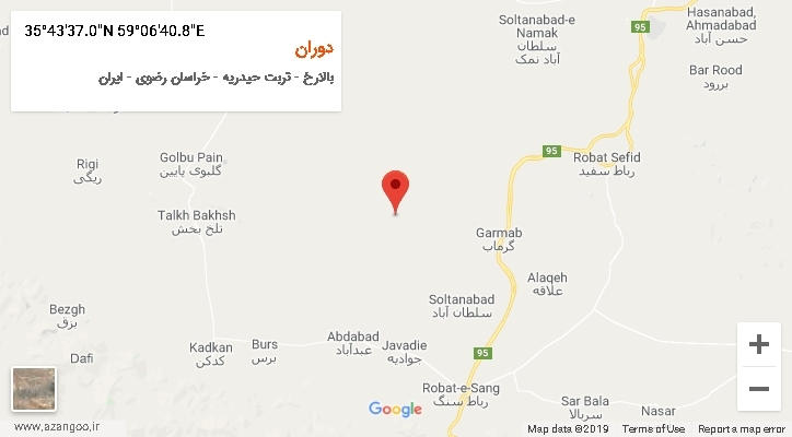 روستای دوران بر روی نقشه