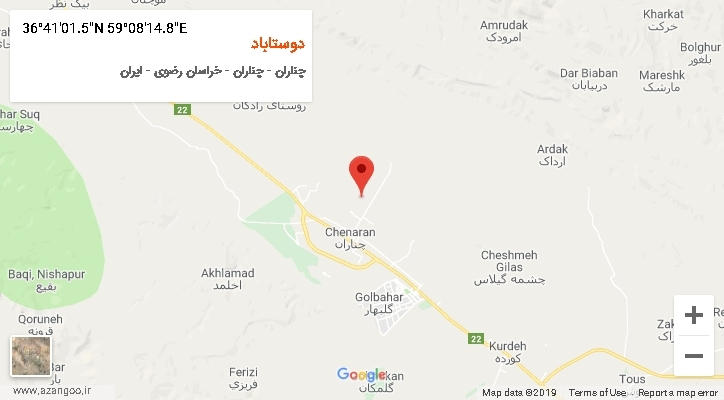 روستای دوستاباد بر روی نقشه