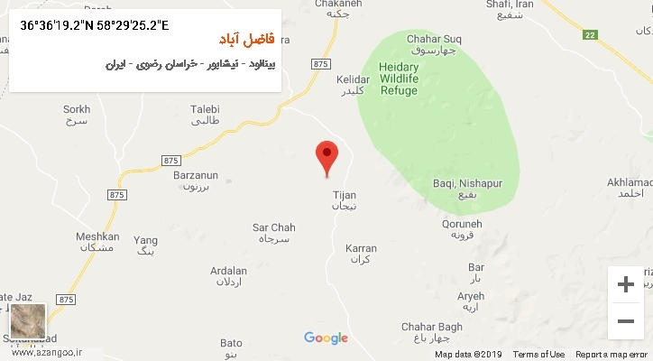 روستای فاضل آباد بر روی نقشه