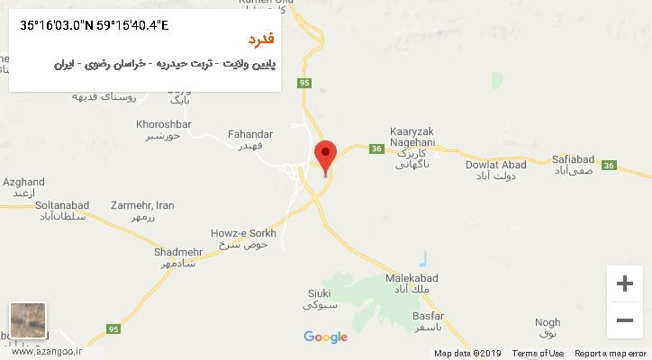 روستای فدرد بر روی نقشه