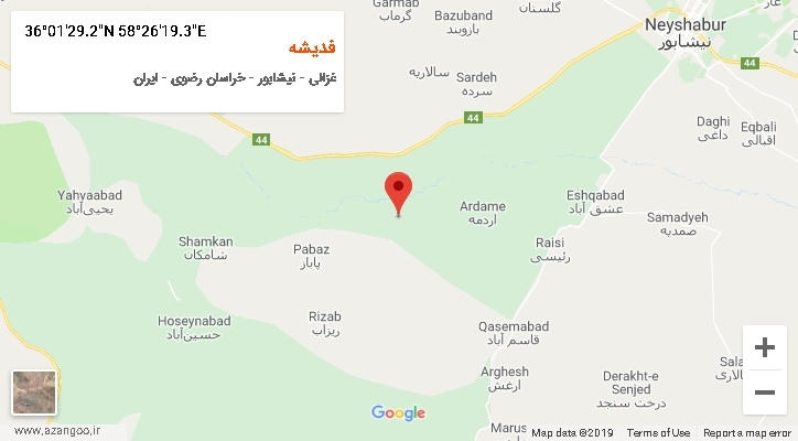 روستای فدیشه بر روی نقشه