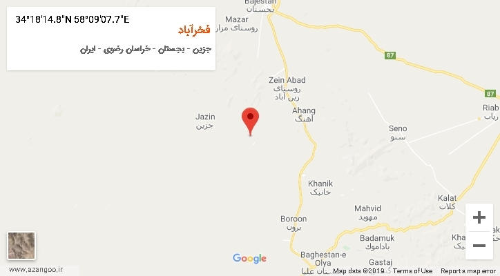 روستای فخرآباد بر روی نقشه