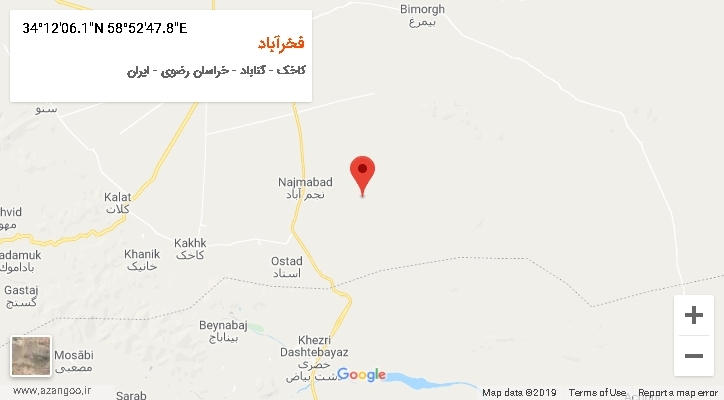 روستای فخرآباد بر روی نقشه