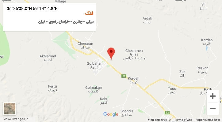 روستای فنگ بر روی نقشه