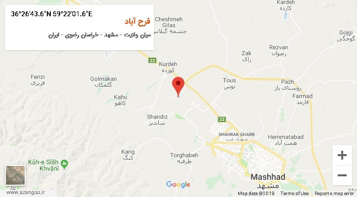 روستای فرح آباد بر روی نقشه