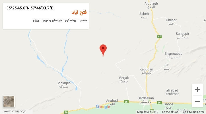 روستای فتح آباد بر روی نقشه