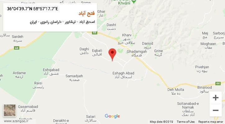 روستای فتح آباد بر روی نقشه