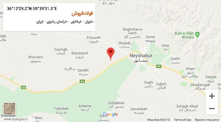 روستای فولادفروش بر روی نقشه