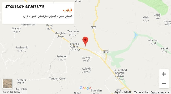 روستای فیلاب بر روی نقشه